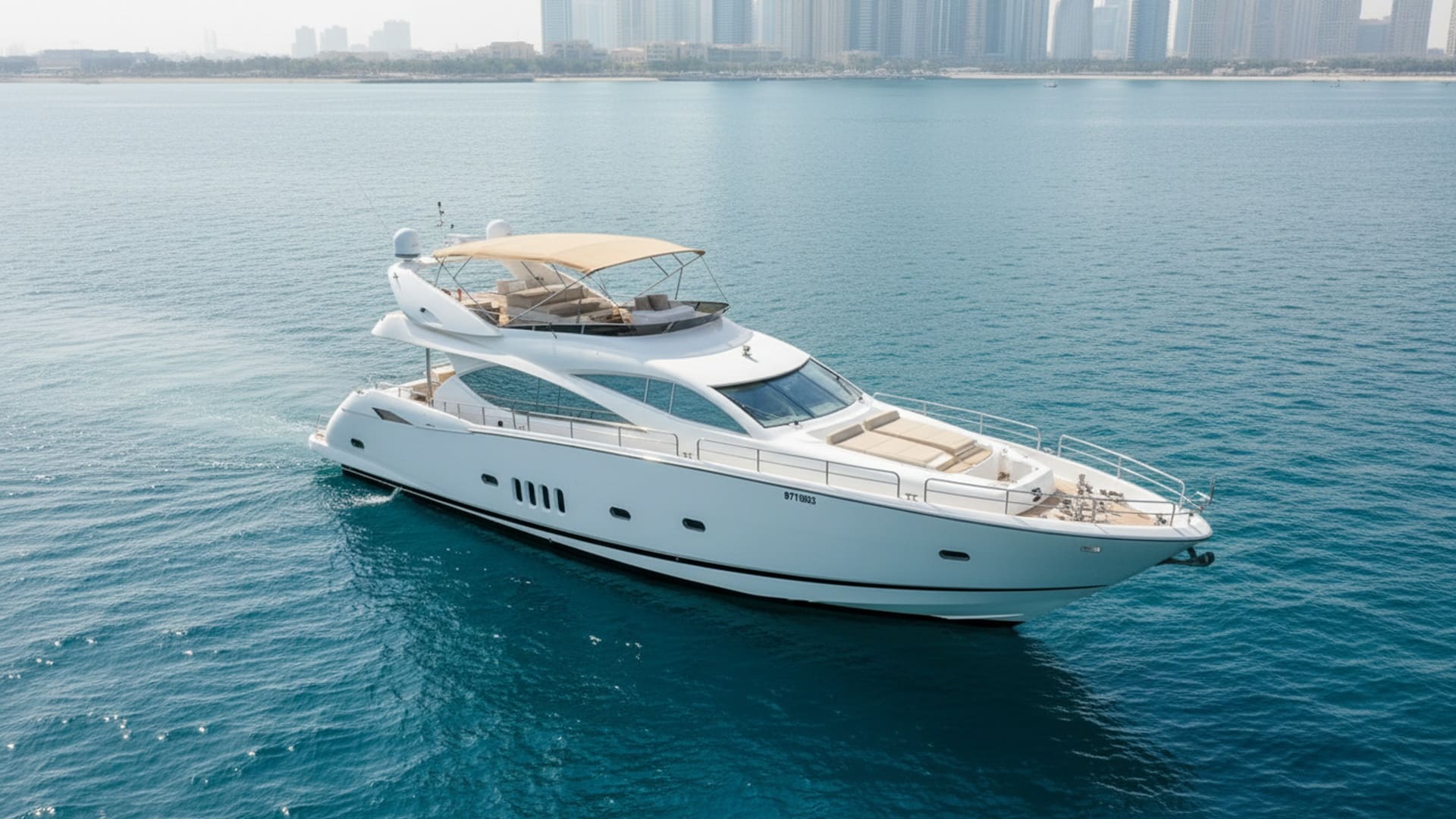 Noble Destiny 82 ft aerial view, Dubai Marina charter