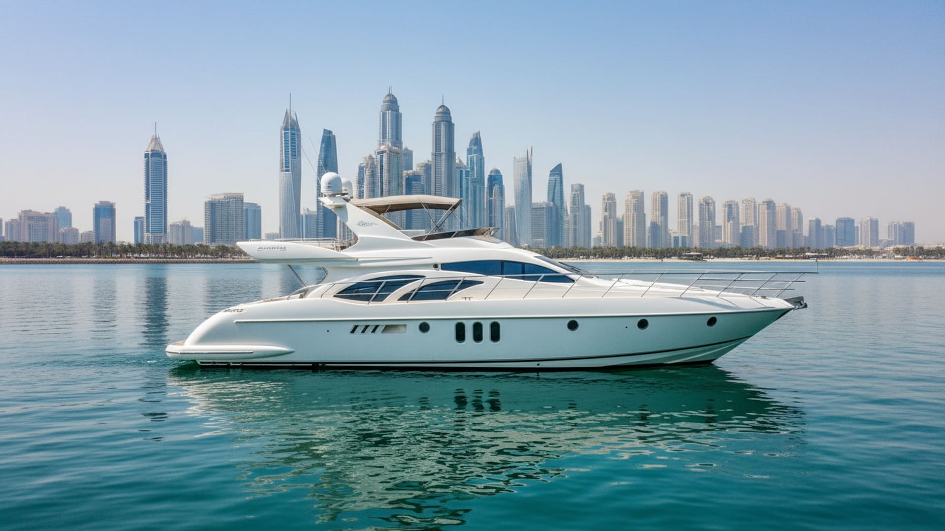 Sunset Storm 62 ft luxury yacht docked in Dubai Marina