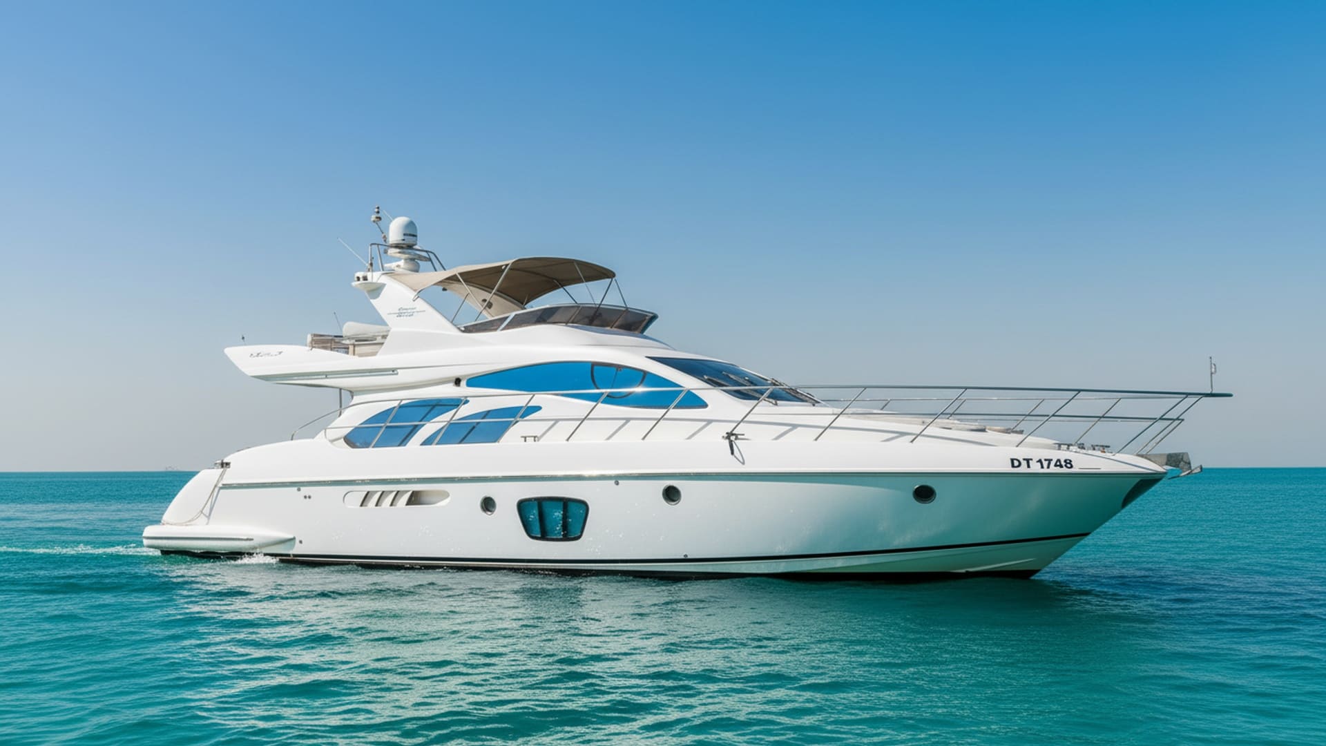 Sleek exterior of Moonlight Thunder 55 ft yacht in Dubai