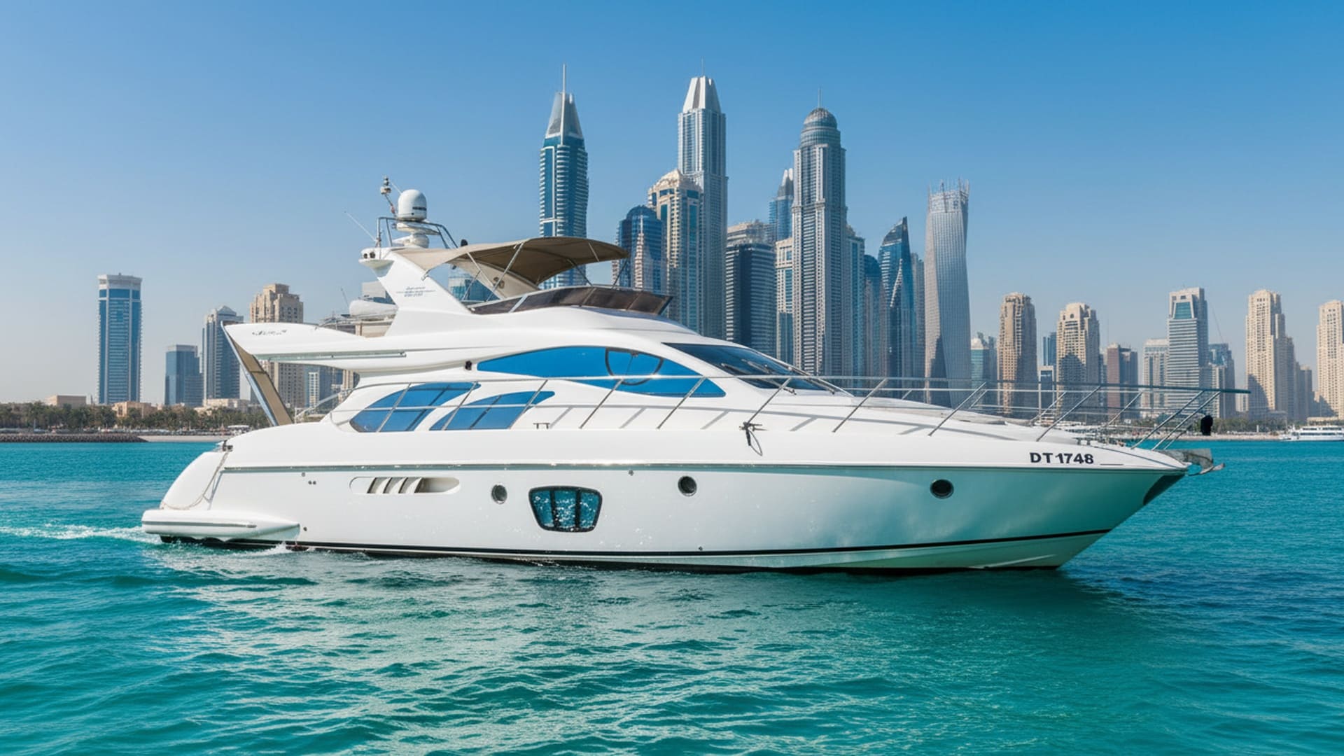Moonlight Thunder 55 ft luxury yacht cruising Dubai Marina
