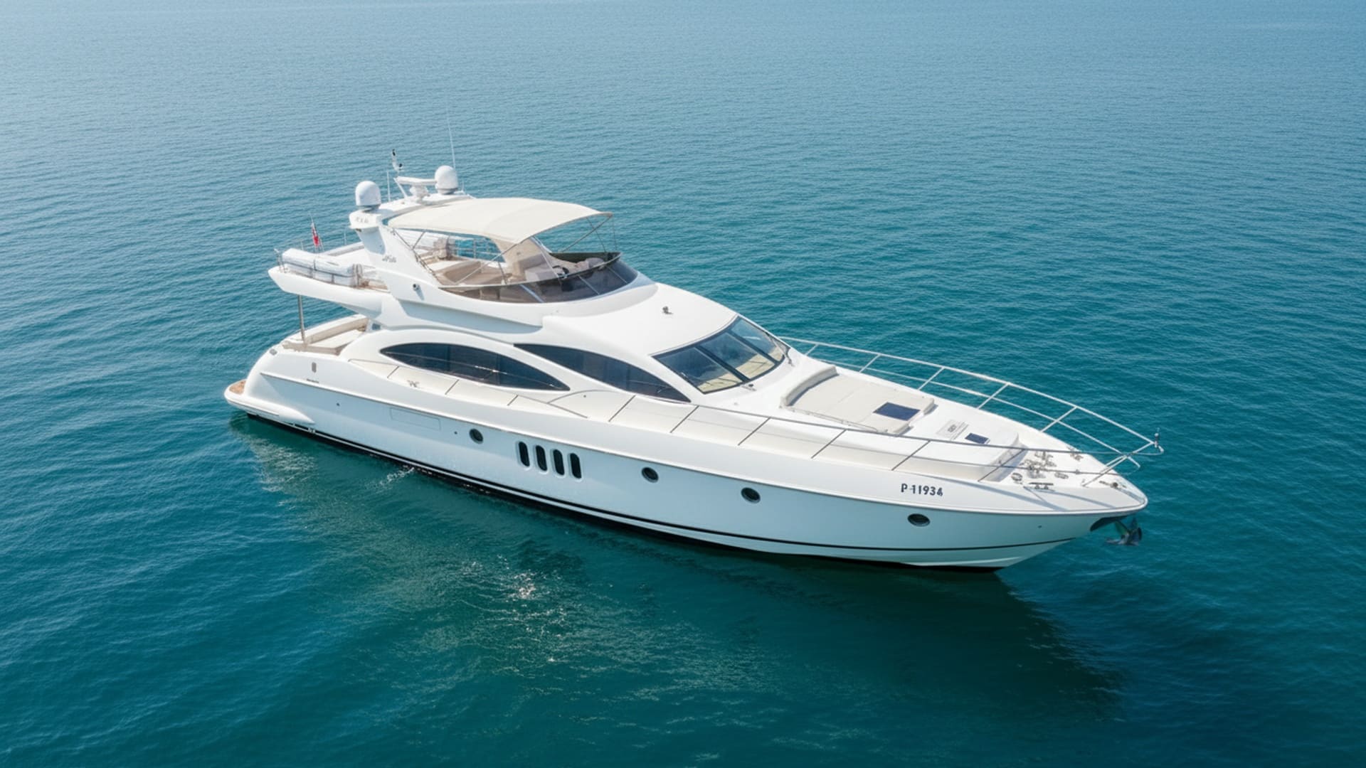 Aerial view of Ocean Lady 68 ft luxury yacht, Dubai