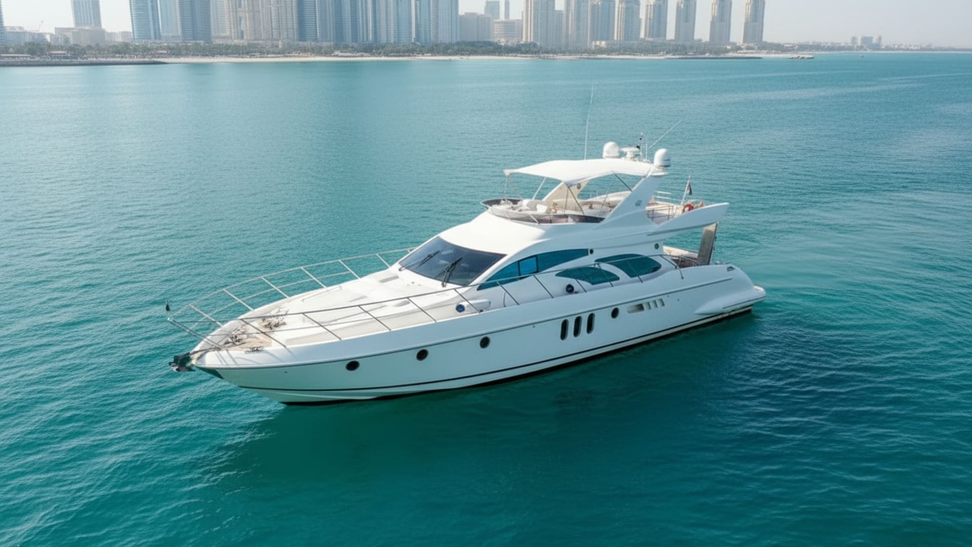 Aerial view of Wave Victor 62 ft yacht in Dubai waters