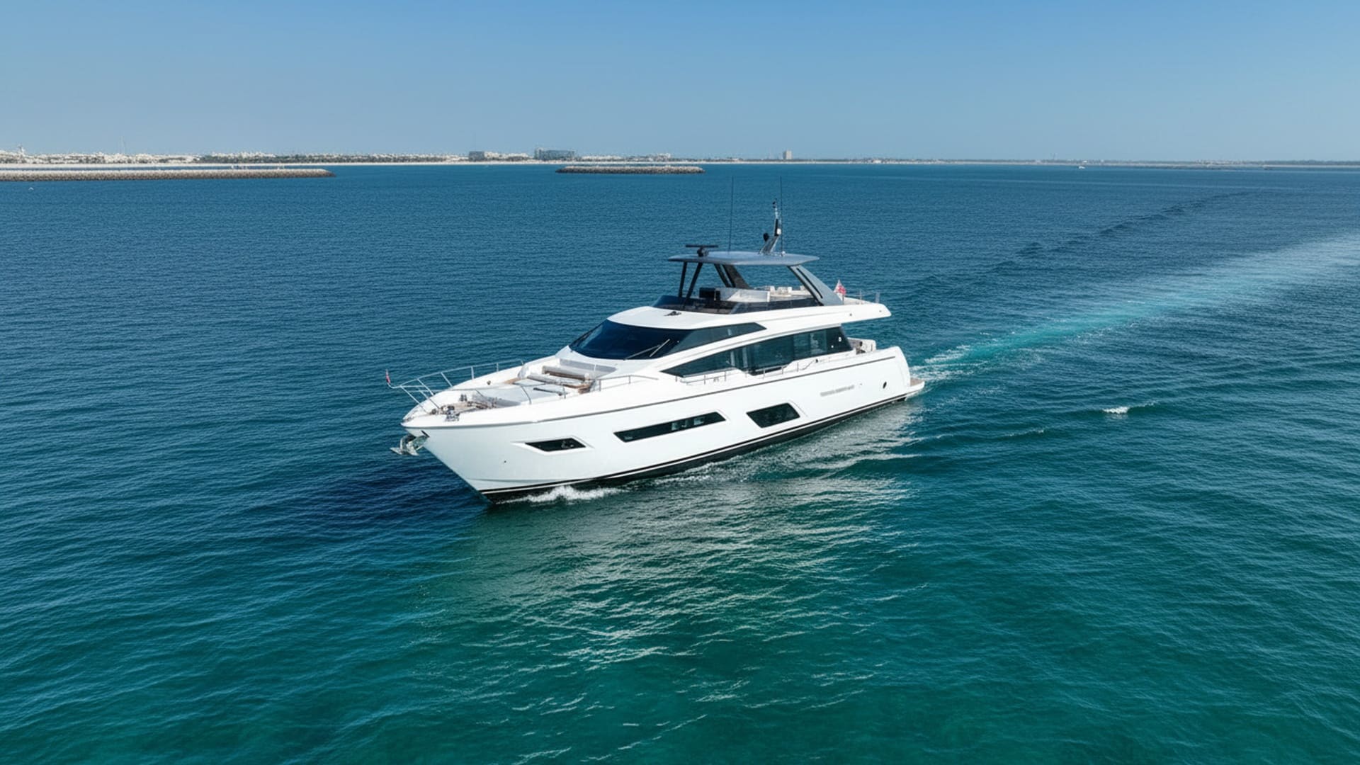 Grand Wave 78 ft aerial view, stunning Dubai Marina.